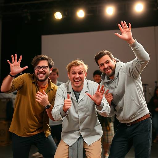 Actors engaged in improvisational exercises, showcasing quick wit and creativity